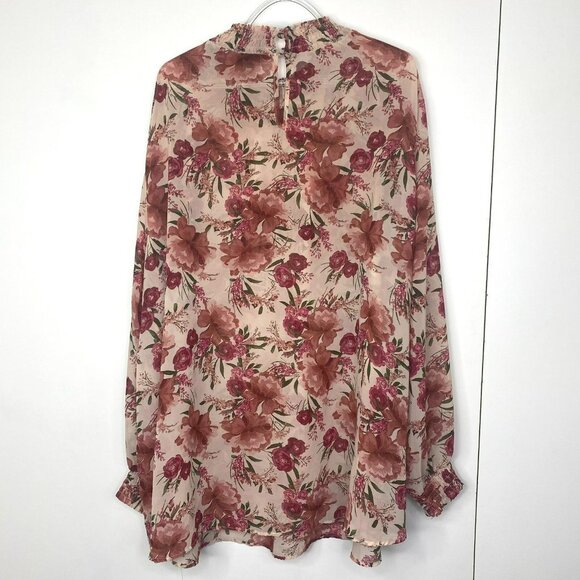 Torrid Blouse Womens Plus Size 5X Chiffon Mock Neck Long Sleeve Floral Top - Picture 8 of 8